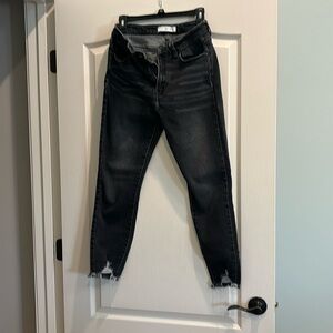 KanKan black frayed hem skinny jeans